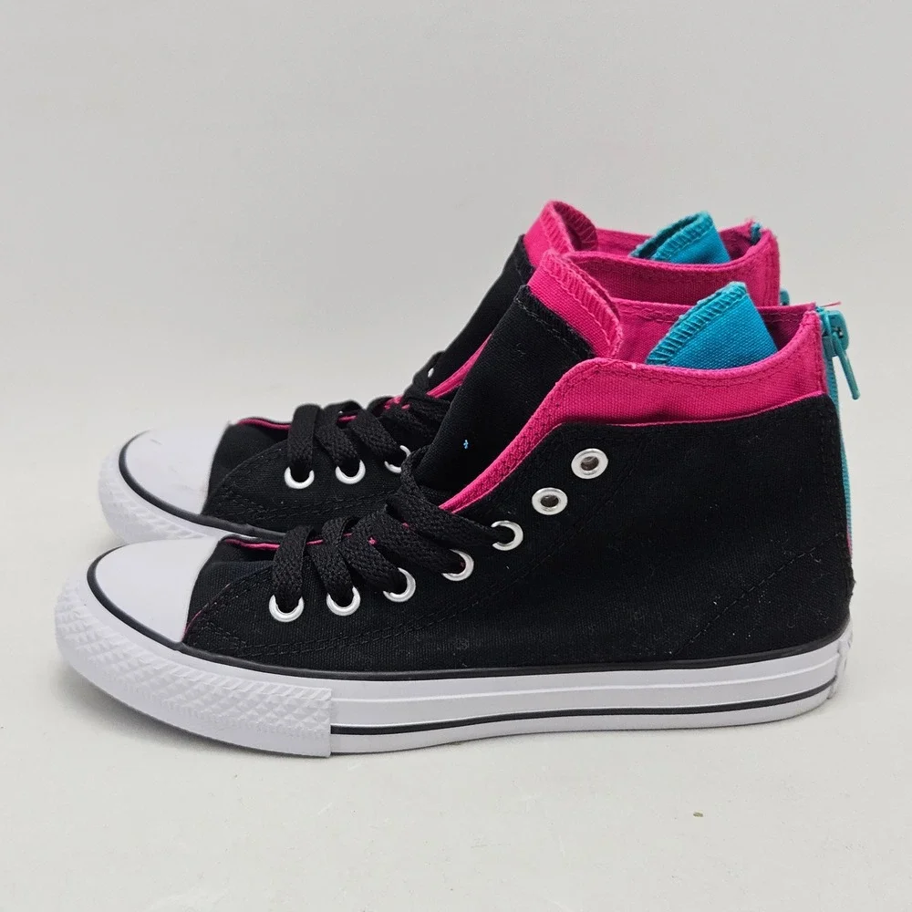 Converse Chuck Taylor All Star High Top Black Pink Teal Junior 2 645246F
